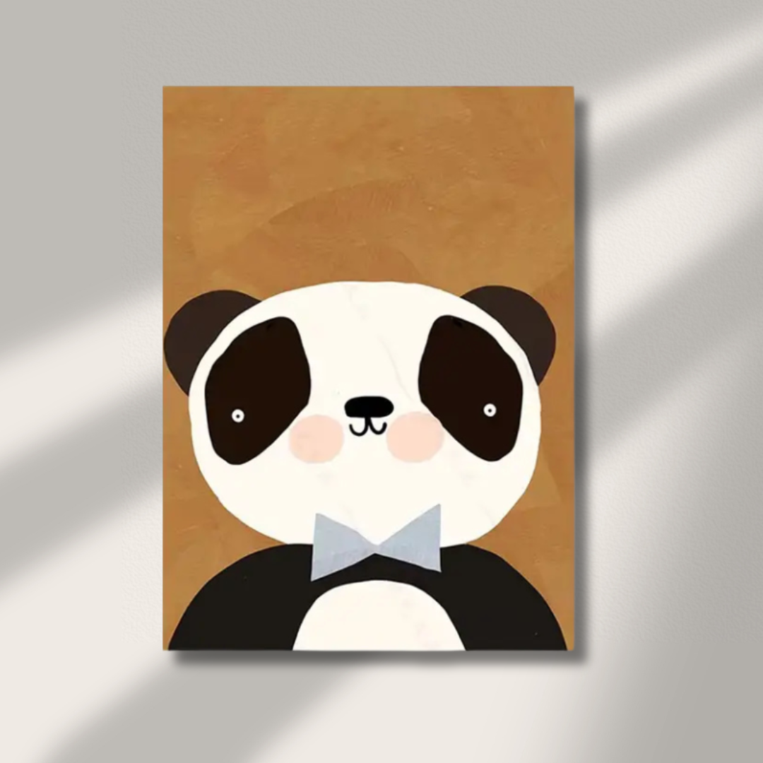 Canvas Schilderij 'Panda met Strik'