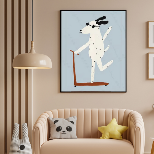 Canvas Schilderij 'Hond op Step'