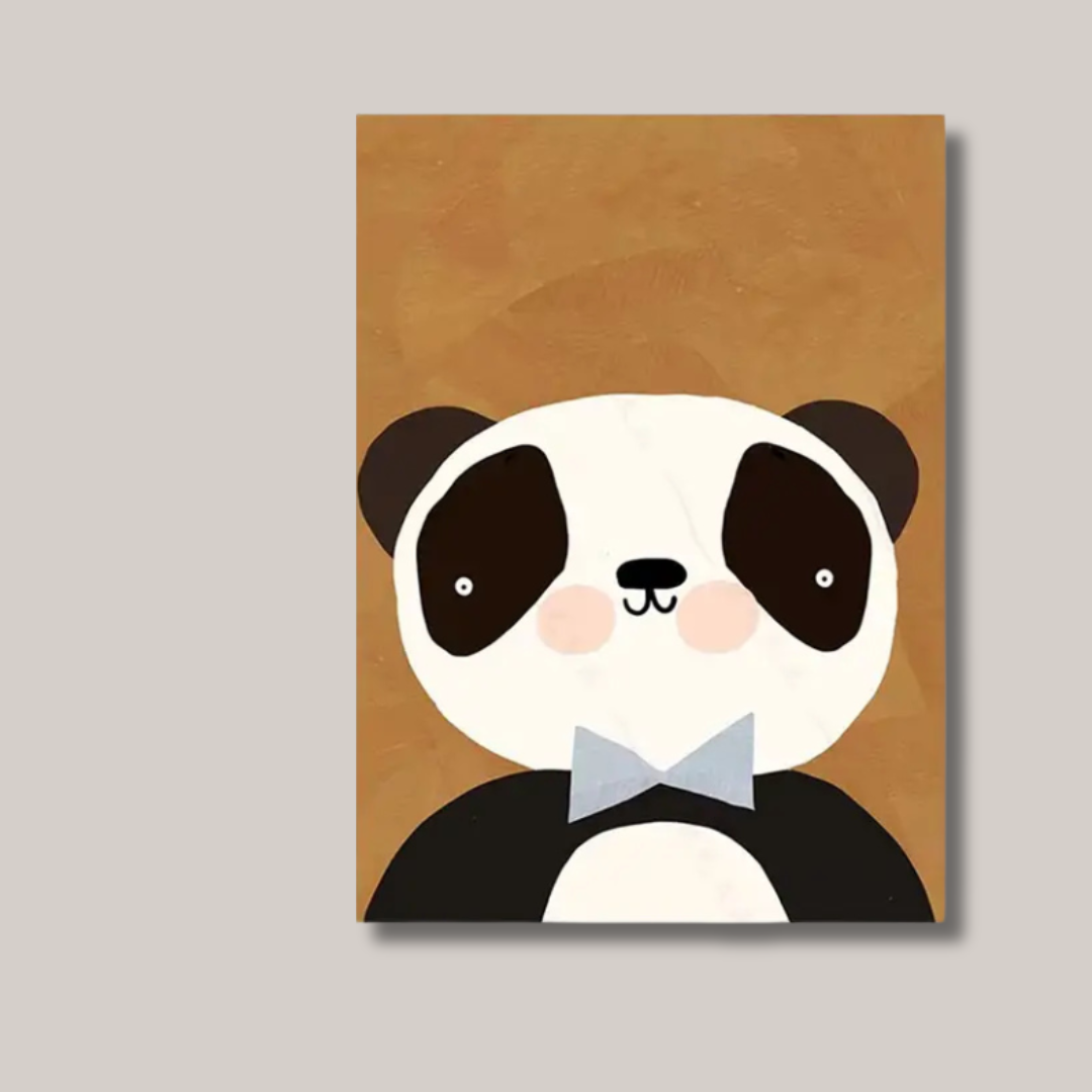 Canvas Schilderij 'Panda met Strik'